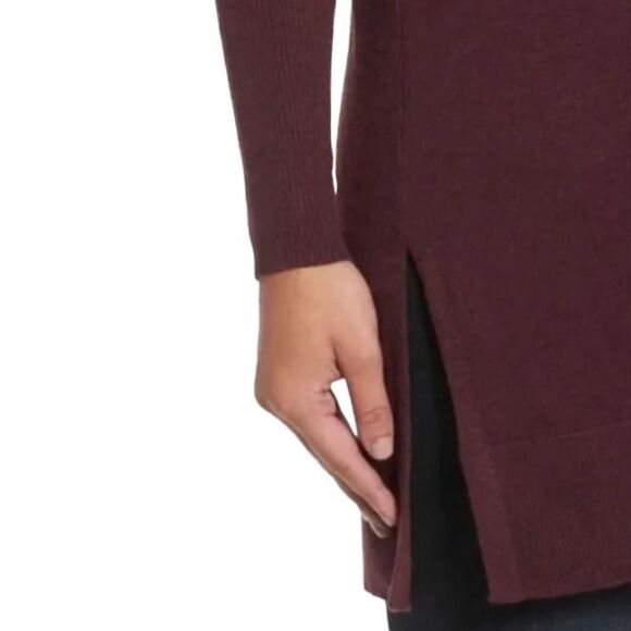 Caslon Burgundy 3-In-1 Convertible Cowl Neck Side Slit Tunic NWT - Picture 4 of 11